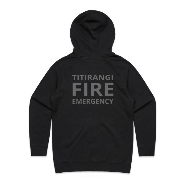 TVFB FIREFIGHTER WOMENS HOODIE GREY TEXT Thumbnail